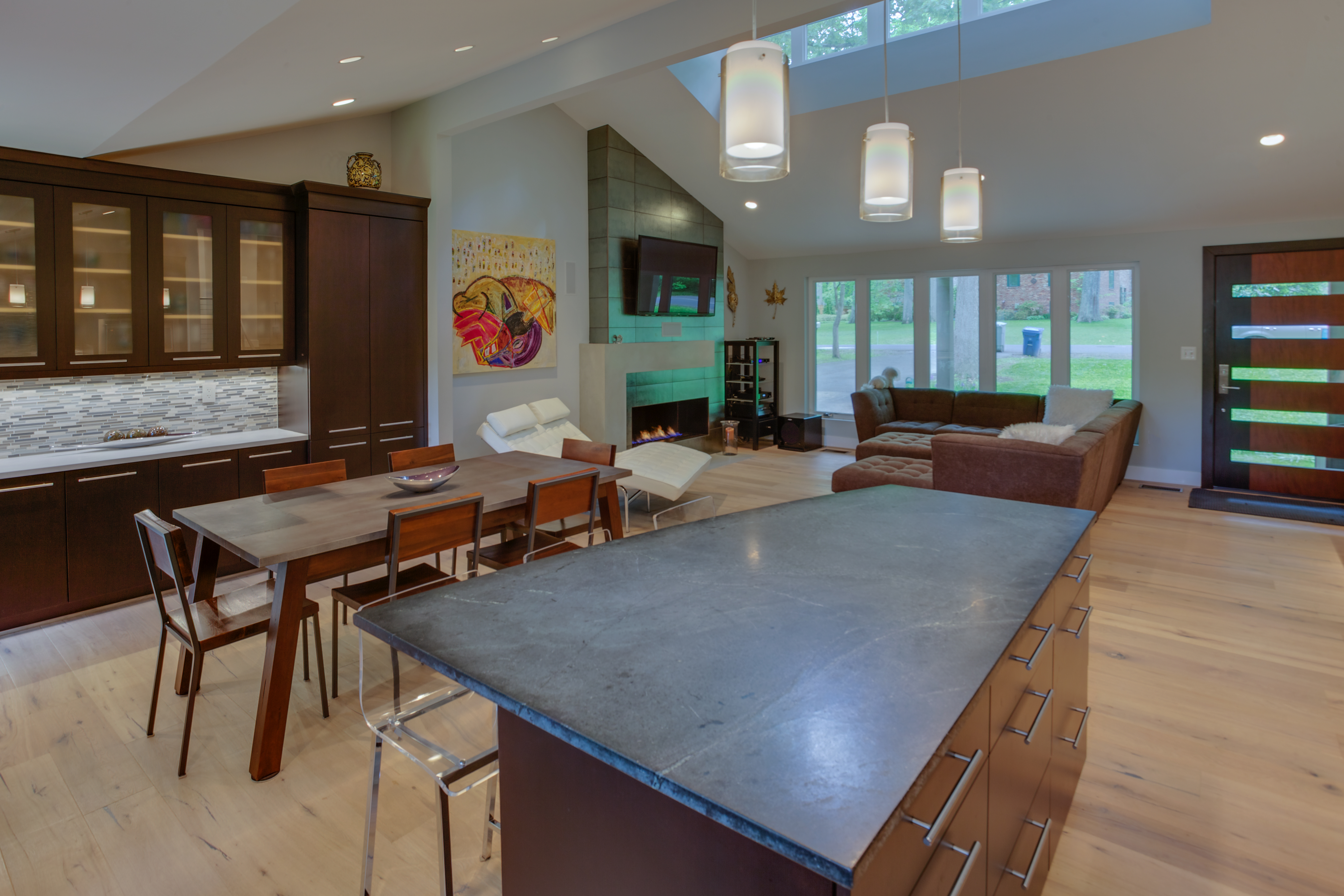 Contemporary kitchen with skylight - view 1