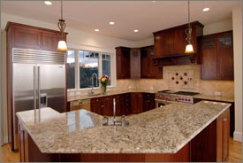 Kitchen Remodel with Brown Cabinets and Granite Countertops 2